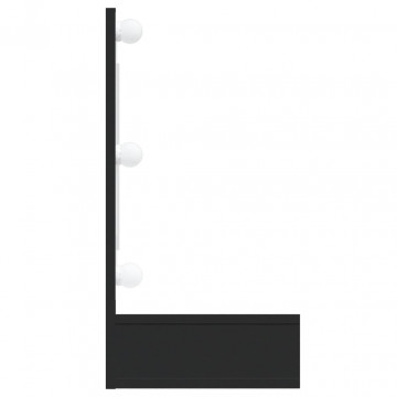 Dulap cu oglindă și LED, negru, 90x31,5x62 cm - Img 6
