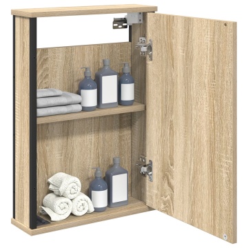 Dulap cu oglindă Stejar natural Placă de lemn, sticlă, metal Mediu - Img 3
