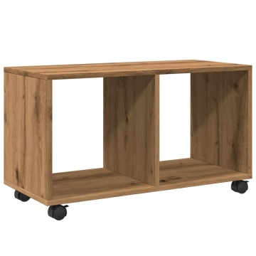 Dulap cu roți, stejar artizanal, 72x33x42,5 cm, lemn prelucrat - Img 2
