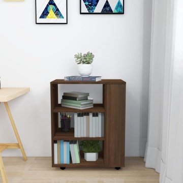 Dulap cu roți, stejar maro, 60x35x75 cm, lemn prelucrat - Img 4