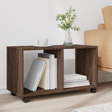 Dulap cu roți, stejar maro, 72x33x42,5 cm, lemn prelucrat - Img 3