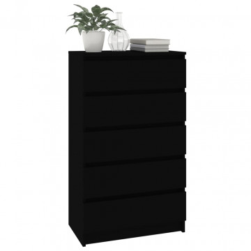 Dulap cu sertar, negru, 60x36x103 cm, lemn prelucrat - Img 4