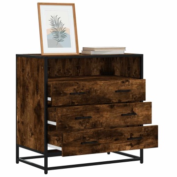 Dulap cu sertar, stejar fumuriu, 70x41x70 cm, lemn prelucrat - Img 1