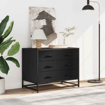 Dulap cu sertare, negru, 70x41x56 cm, lemn compozit - Img 3