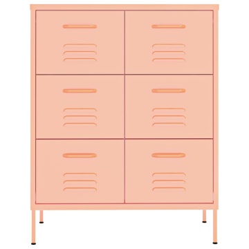 Dulap cu sertare, roz, 80x35x101,5 cm, oțel - Img 3