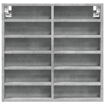 Dulap cu vitrină, gri beton, 60x8,5x58 cm, lemn prelucrat - Img 4