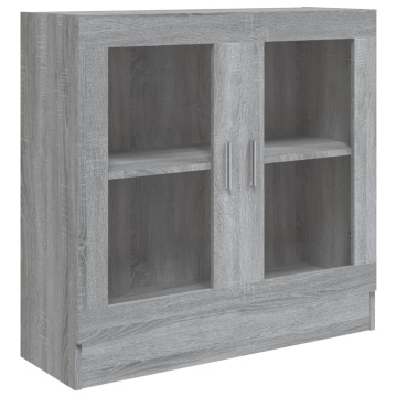 Dulap cu vitrină, gri sonoma, 82,5x30,5x80 cm, lemn prelucrat - Img 2