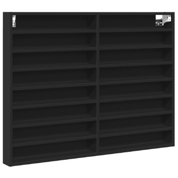 Dulap cu vitrină, negru, 100x8,5x75 cm, lemn prelucrat - Img 2