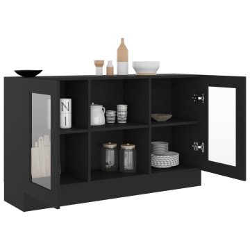 Dulap cu vitrină, negru, 120 x 30,5 x 70 cm, lemn prelucrat - Img 4
