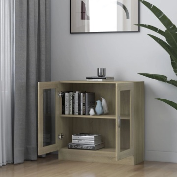 Dulap cu vitrină, stejar sonoma 82,5x30,5x80 cm lemn prelucrat - Img 3