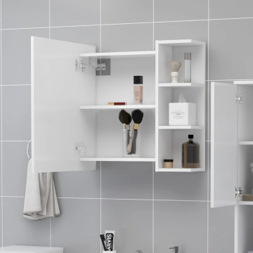 Dulap de baie cu oglindă, alb, 62,5 x 20,5 x 64 cm, PAL - Img 3