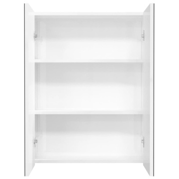 Dulap de baie cu oglindă, alb strălucitor, 60x15x75 cm, MDF - Img 3