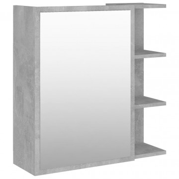 Dulap de baie cu oglindă, gri beton, 62,5 x 20,5 x 64 cm, PAL - Img 2