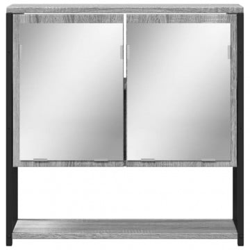 Dulap de baie cu oglindă gri sonoma 60x16x60 cm lemn compozit - Img 7