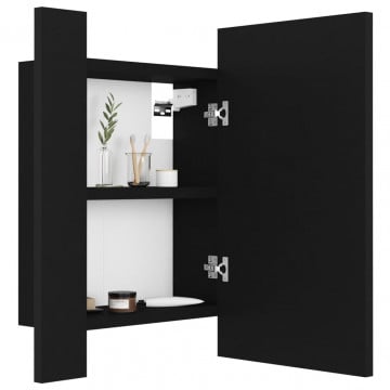 Dulap de baie cu oglindă & LED, negru, 40x12x45 cm, acril - Img 6