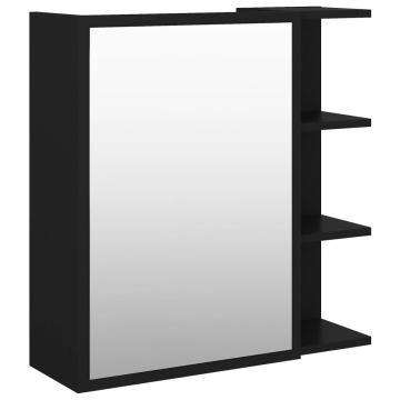 Dulap de baie cu oglindă, negru, 62,5x20,5x64cm, lemn prelucrat - Img 2