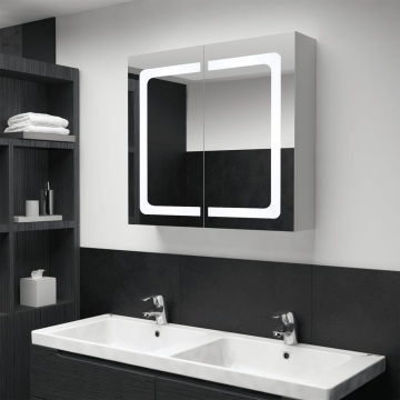 Dulap de baie cu oglindă și LED, 80 x 12,2 x 68 cm - Img 1
