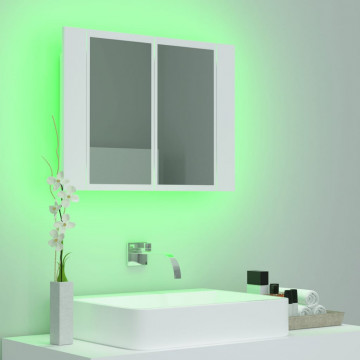 Dulap de baie cu oglindă și LED, alb, 60x12x45 cm acril - Img 4