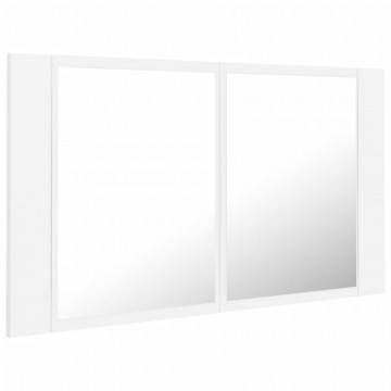 Dulap de baie cu oglindă și LED, alb, 80x12x45 cm - Img 7