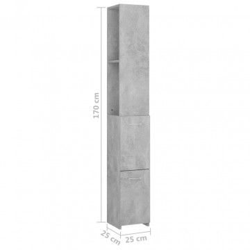 Dulap de baie, gri beton, 25x25x170 cm, PAL - Img 7