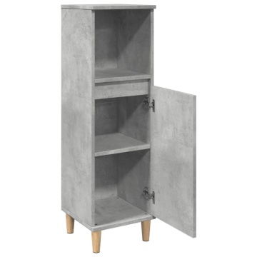 Dulap de baie, gri beton, 30x30x100 cm, lemn prelucrat - Img 8
