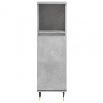 Dulap de baie, gri beton, 30x30x100 cm, lemn prelucrat - Img 8