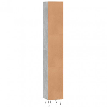 Dulap de baie, gri beton, 30x30x190 cm, lemn prelucrat - Img 7