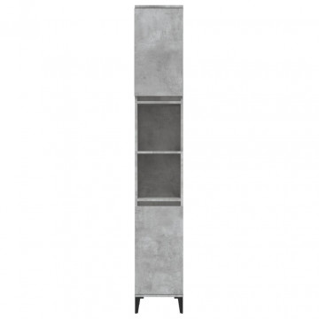 Dulap de baie, gri beton, 30x30x190 cm, lemn prelucrat - Img 6
