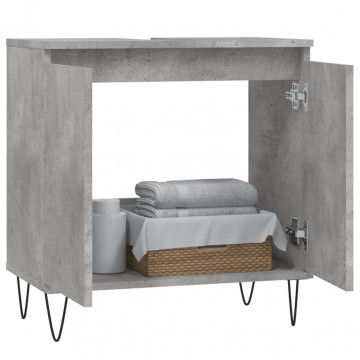 Dulap de baie, gri beton, 58x33x60 cm, lemn prelucrat - Img 3