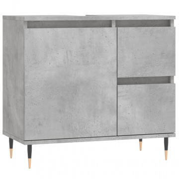 Dulap de baie, gri beton, 65x33x60 cm, lemn prelucrat - Img 2