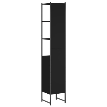 Dulap de baie, negru, 33x33x185,5 cm, lemn prelucrat - Img 7