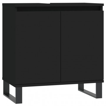 Dulap de baie, negru, 58x33x60 cm, lemn prelucrat - Img 2