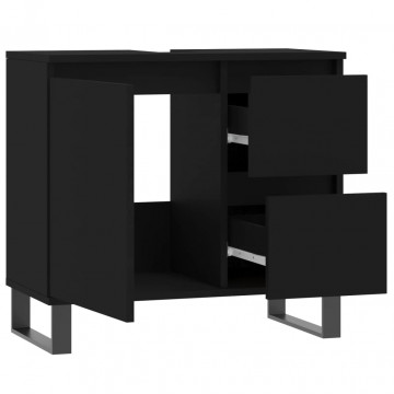 Dulap de baie, negru, 65x33x60 cm, lemn prelucrat - Img 8