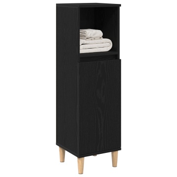 Dulap de baie Negru Stejar 30x30x100 cm Lemn prelucrat - Img 3