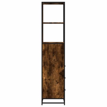Dulap de baie, stejar afumat, 35x37,5x166 cm, lemn prelucrat - Img 6