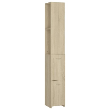 Dulap de baie, stejar sonoma, 25x26,5x170 cm, lemn prelucrat - Img 2