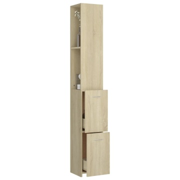 Dulap de baie, stejar sonoma, 25x26,5x170 cm, lemn prelucrat - Img 6