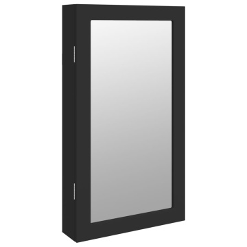 Dulap de bijuterii cu oglindă și lumini LED, de perete, negru - Img 2