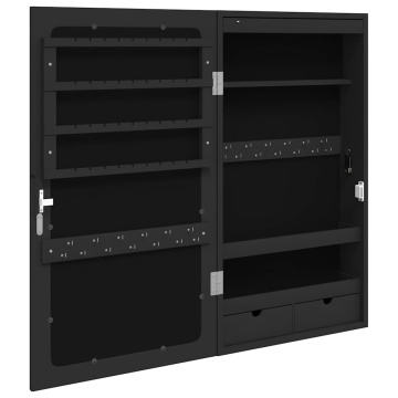 Dulap de bijuterii cu oglindă și lumini LED, de perete, negru - Img 6