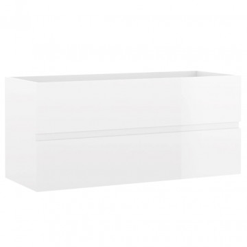 Dulap de chiuvetă, alb extralucios, 100 x 38,5 x 45 cm, PAL - Img 2