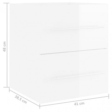 Dulap de chiuvetă, alb extralucios, 41x38,5x48 cm, PAL - Img 6
