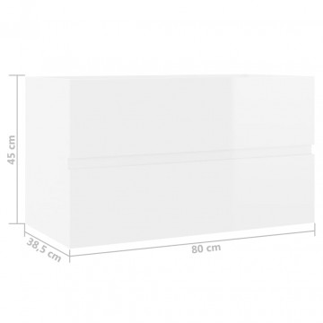 Dulap de chiuvetă, alb extralucios, 80x38,5x45 cm, PAL - Img 5