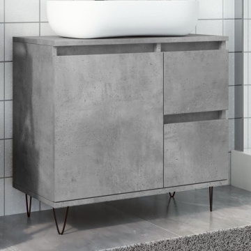 Dulap de chiuvetă baie, gri beton, 65x33x60 cm, lemn prelucrat - Img 1