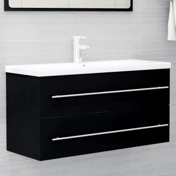 Dulap de chiuvetă, negru, 100x38,5x48 cm, lemn prelucrat - Img 1