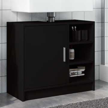 Dulap de chiuvetă, negru, 63x29x55 cm, lemn prelucrat - Img 1
