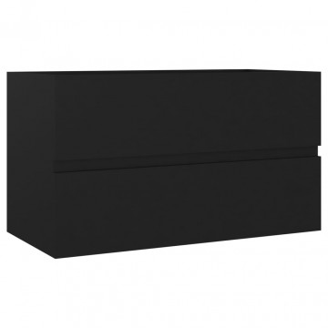 Dulap de chiuvetă, negru, 80 x 38,5 x 45 cm, PAL - Img 2