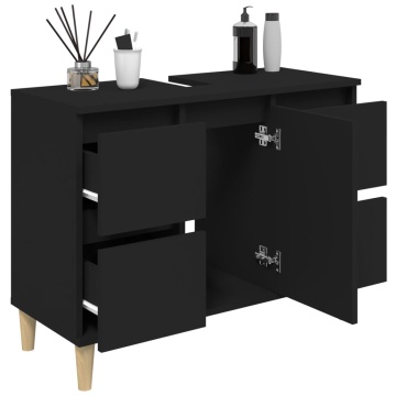 Dulap de chiuvetă, negru, 80x33x60 cm, lemn prelucrat - Img 4