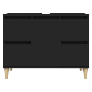 Dulap de chiuvetă, negru, 80x33x60 cm, lemn prelucrat - Img 8