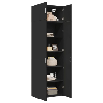 Dulap de depozitare, negru, 70x42,5x225 cm, lemn prelucrat - Img 3