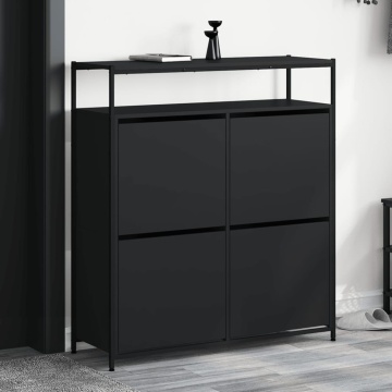 Dulap de pantofi cu 4 sertare rabatabile, negru, 100x34x112 cm - Img 1